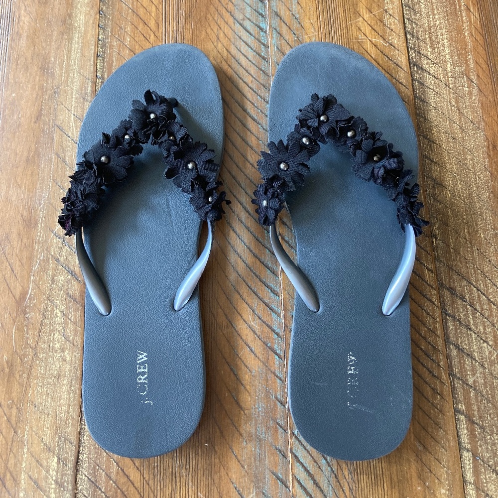 Women’s J.Crew Floral Flip Flops Sandals 9 - Picture 2 of 3